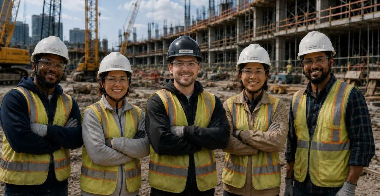 Construction workers on site